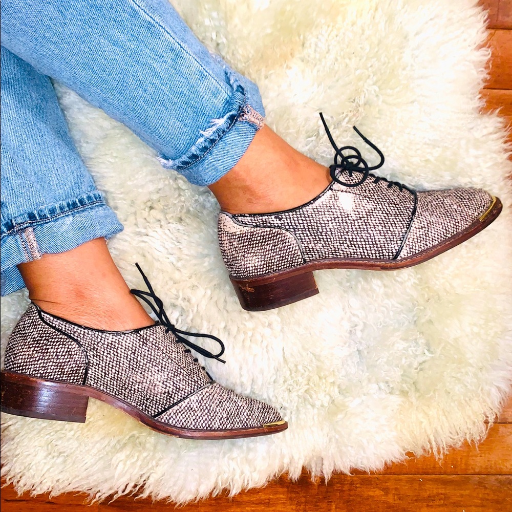 Louise et Cie Pony Hair Snake Print Tie up Shoe